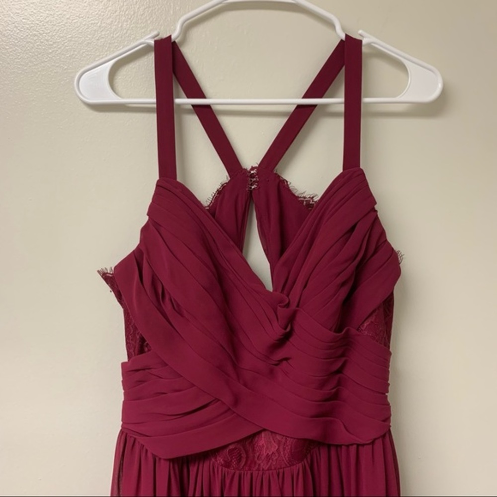 Hayley Paige Occasions Chiffon And Lace Keyhole Cutout Back Dress Size 12 - Picture 3 of 13
